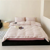 Jersey Knit Stripe Bedding Set - White Pink